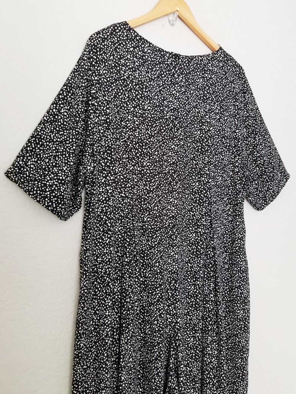 Vintage LBW Super Wide Leg Jumpsuit Plus 2X Black White Spotty Dots Made in USA - Picture 10 of 14